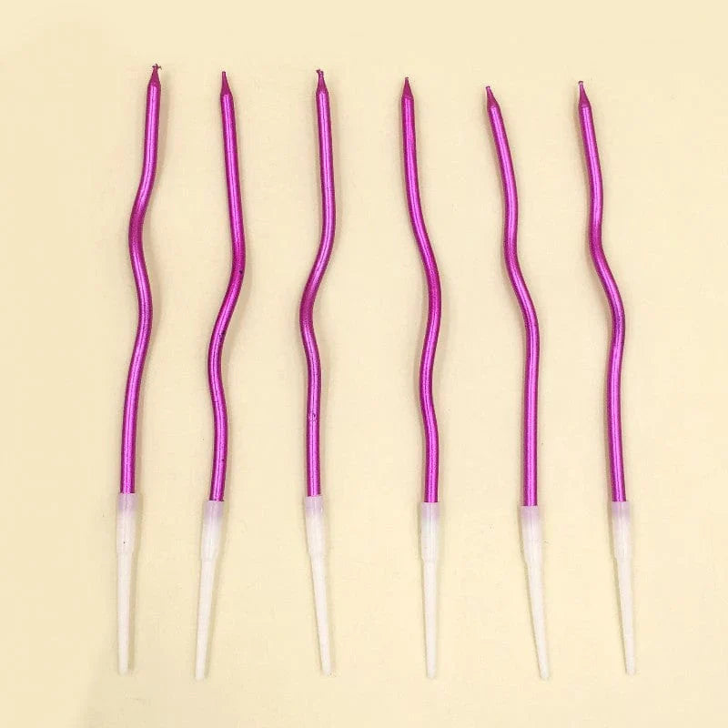 Candle Long Twisted Curly pink (6 Pack)